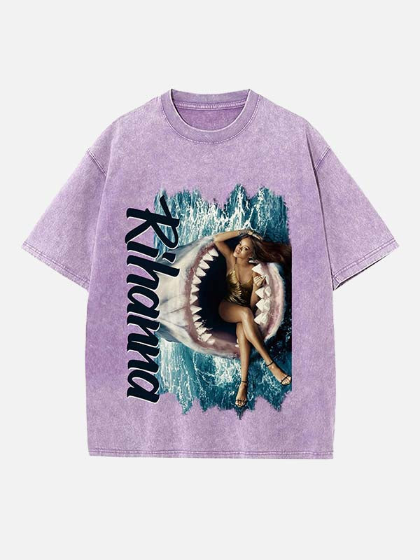 Rihanna Print Round Neck T-shirt