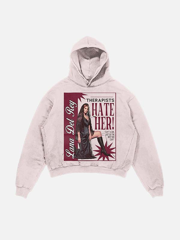 Lana Del Rey Print Slant Pockets Hoodie