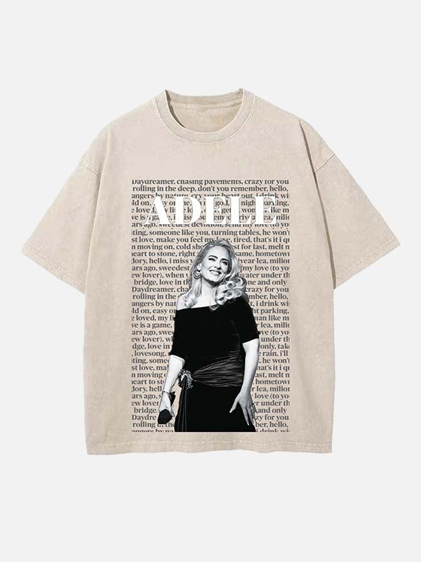 Adele Print Round Neck T-shirt