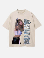 Miley Cyrus Print Round Neck T-shirt