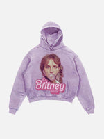Britney Spears Print Slant Pockets Hoodie