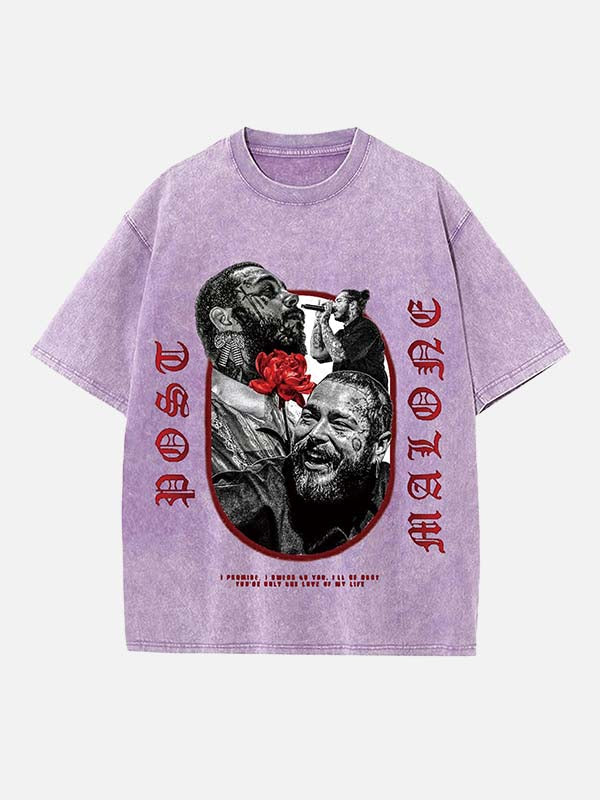 Post Malone Print Round Neck T-shirt