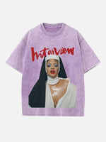 Rihanna Print Round Neck T-shirt