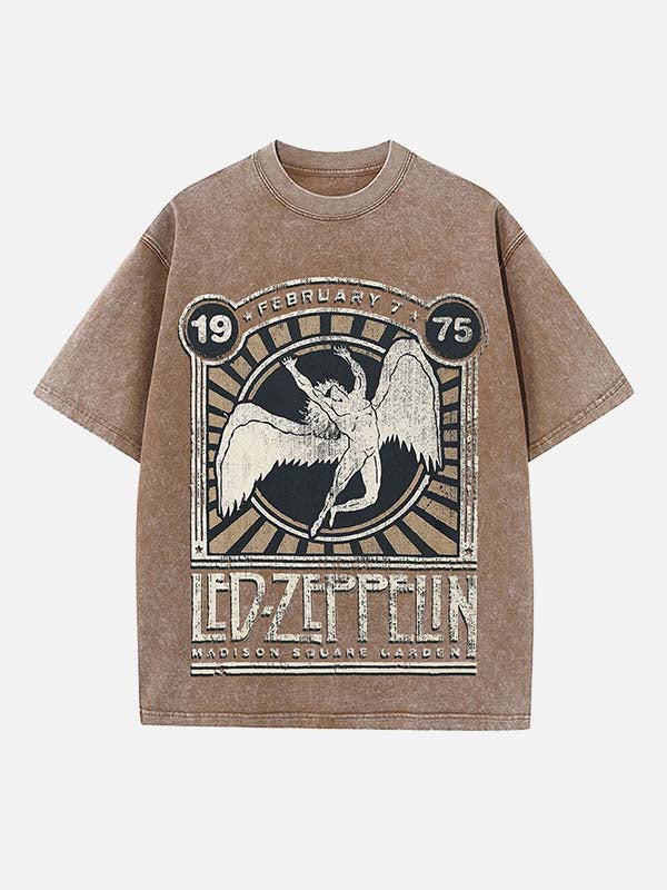 Led Zeppelin Print Round Neck T-shirt