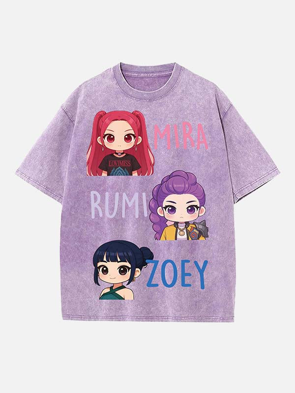 HUNTR/X Print Round Neck T-shirt