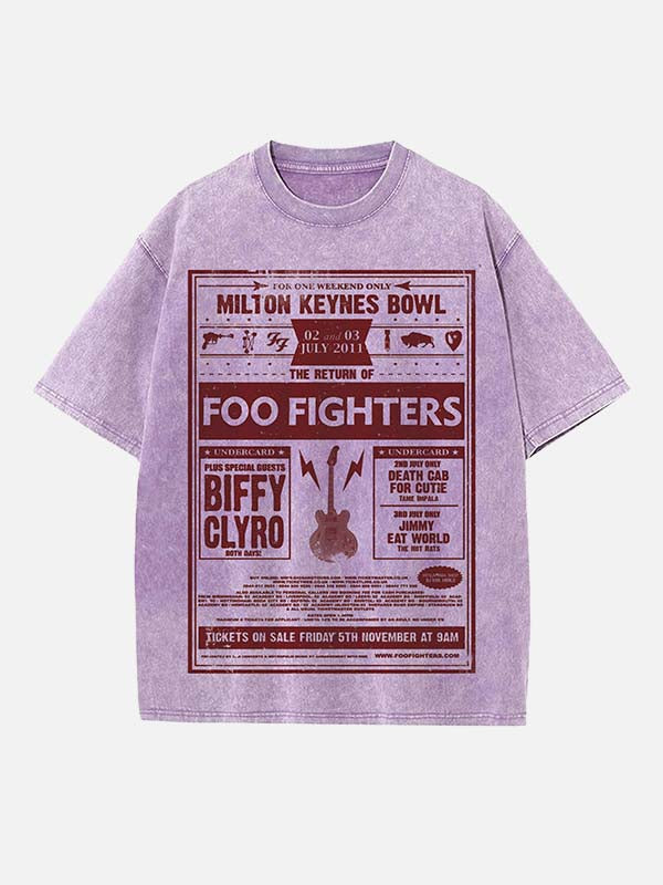 Foo Fighters Print Round Neck T-shirt