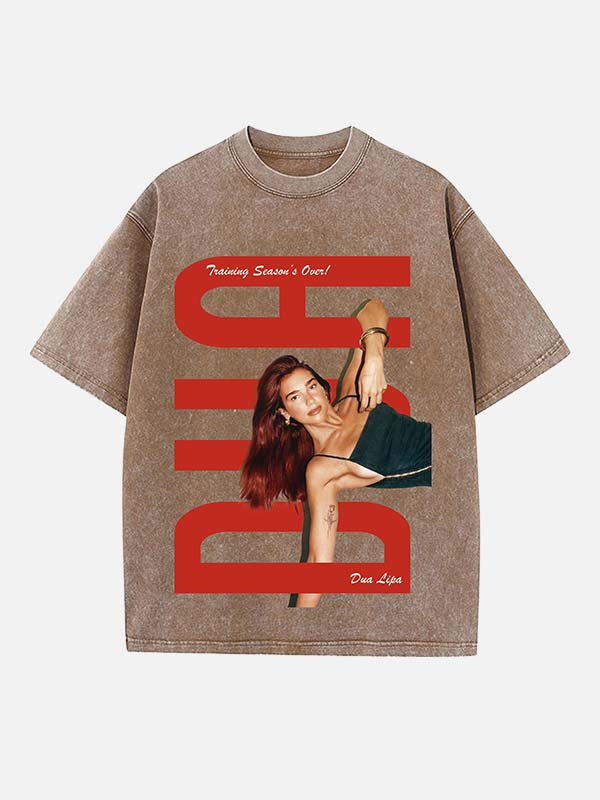 Dua Lipa Print Round Neck T-shirt