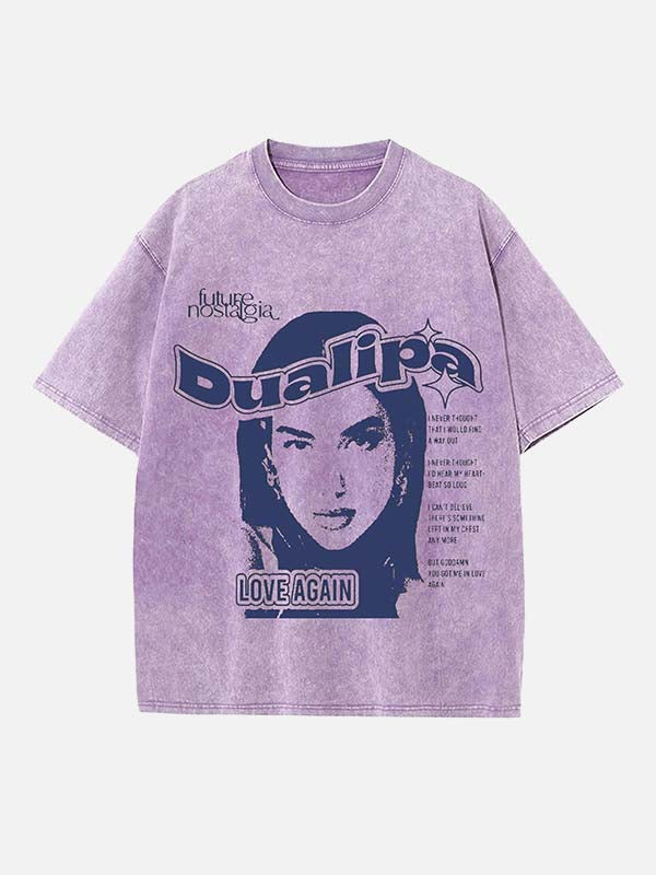 Dua Lipa Print Round Neck T-shirt