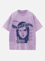 Dua Lipa Print Round Neck T-shirt