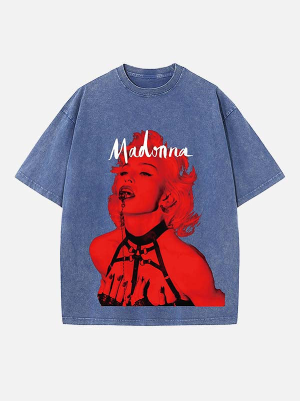 Madonna Print Round Neck T-shirt