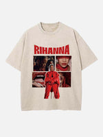 Rihanna Print Round Neck T-shirt