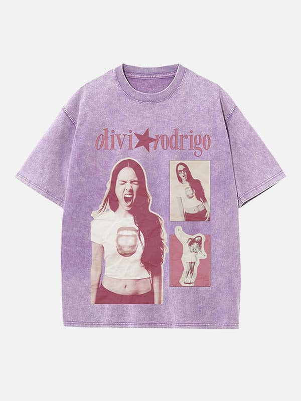 Olivia Rodrigo Print Round Neck T-shirt