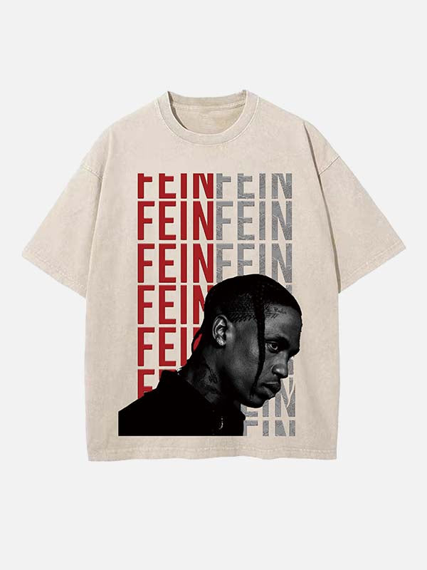Travis Scott Print Round Neck T-shirt