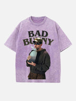 Bad Bunny Print Round Neck T-shirt