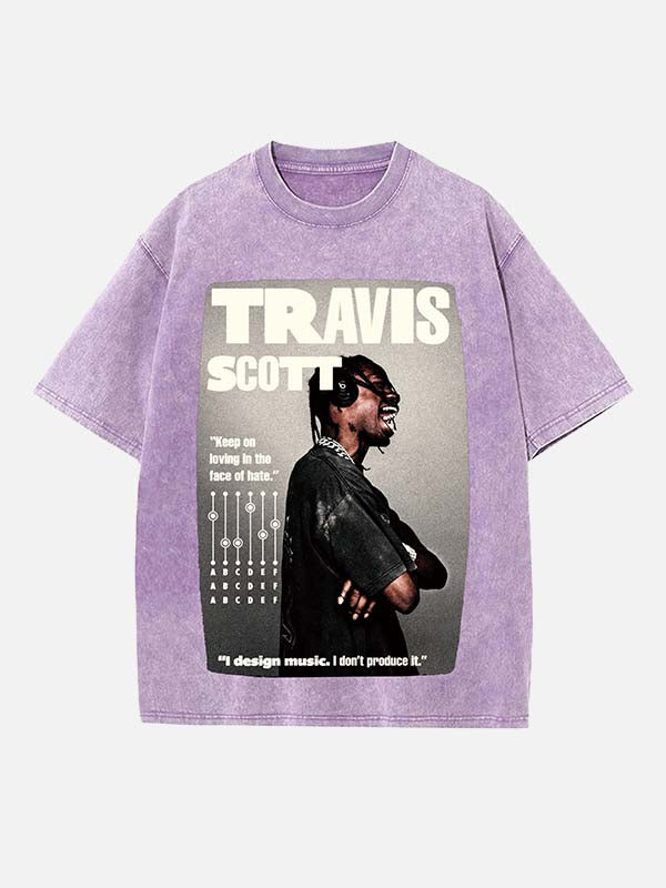Travis Scott Print Round Neck T-shirt