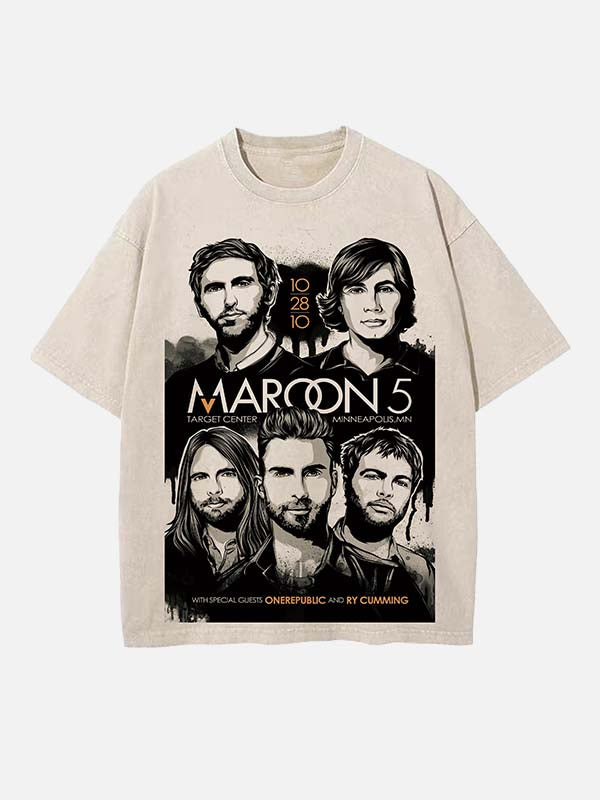 Maroon 5 Print Round Neck T-shirt