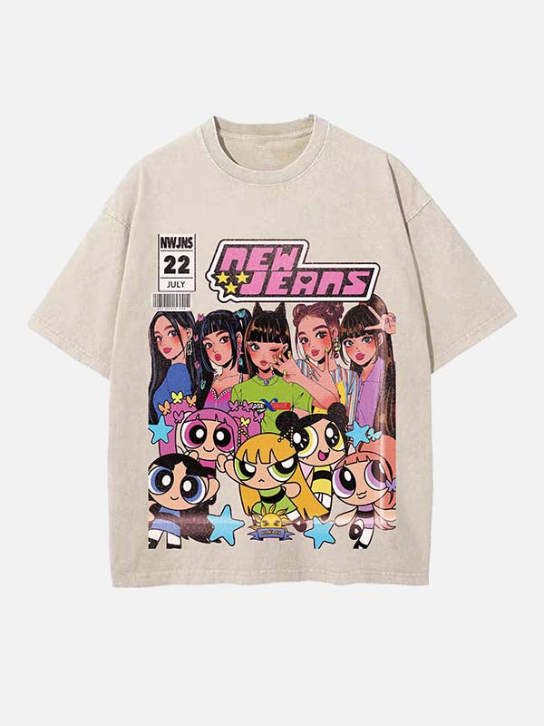 NewJeans Print Round Neck T-shirt