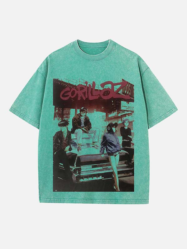 Gorillaz Print Round Neck T-shirt