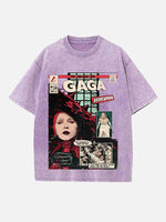 Lady Gaga Print Round Neck T-shirt