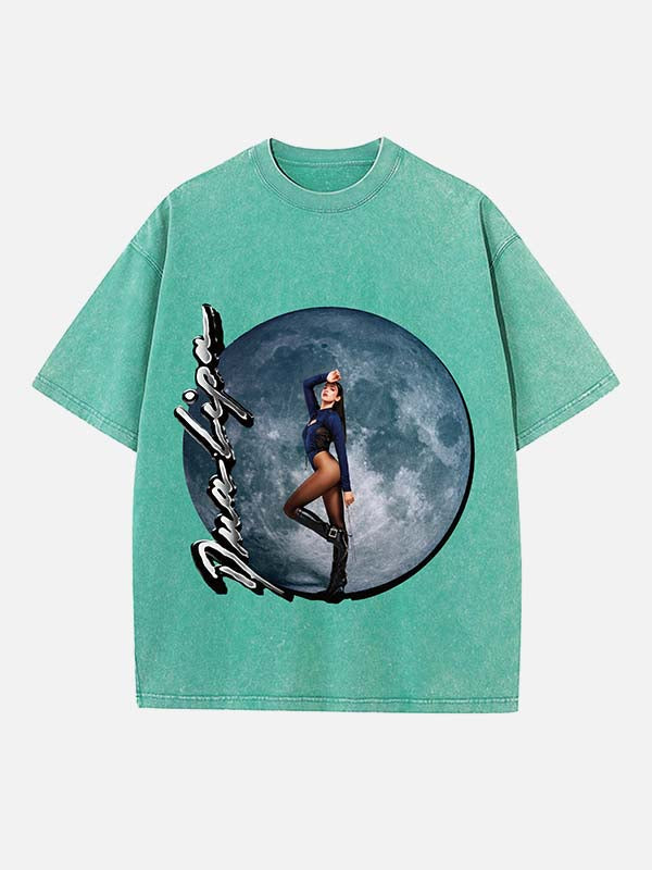 Dua Lipa Print Round Neck T-shirt
