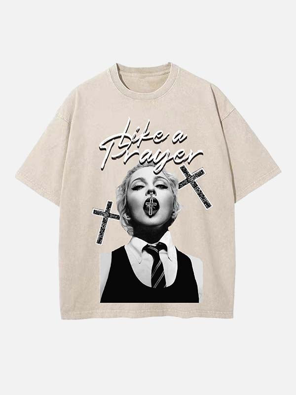Madonna Print Round Neck T-shirt