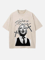 Madonna Print Round Neck T-shirt