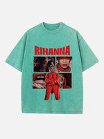 Rihanna Print Round Neck T-shirt