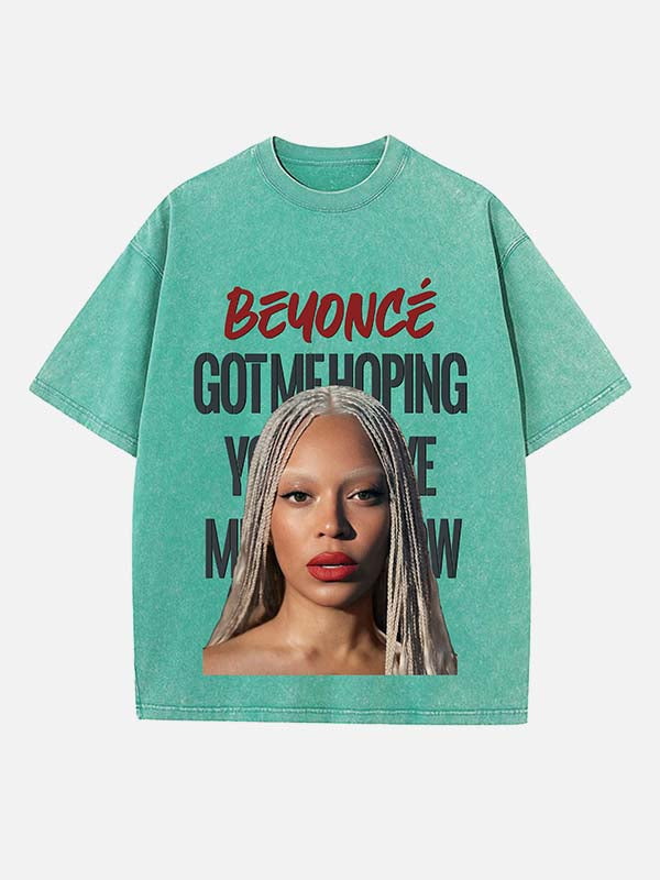 Beyoncé Print Round Neck T-shirt