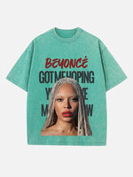 Beyoncé Print Round Neck T-shirt