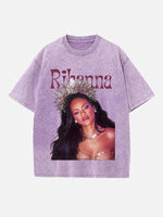 Rihanna Print Round Neck T-shirt