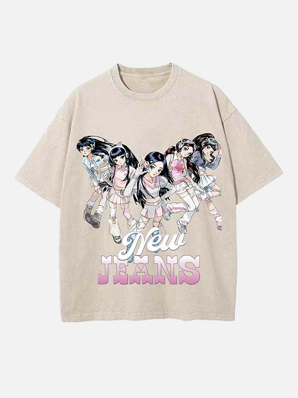 NewJeans Print Round Neck T-shirt