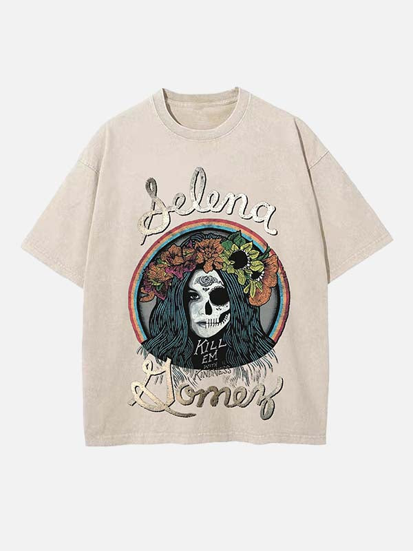 Selena Gomez Print Round Neck T-shirt