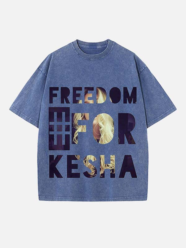Kesha Print Round Neck T-shirt