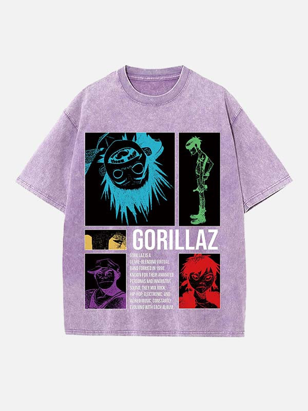 Gorillaz Print Round Neck T-shirt