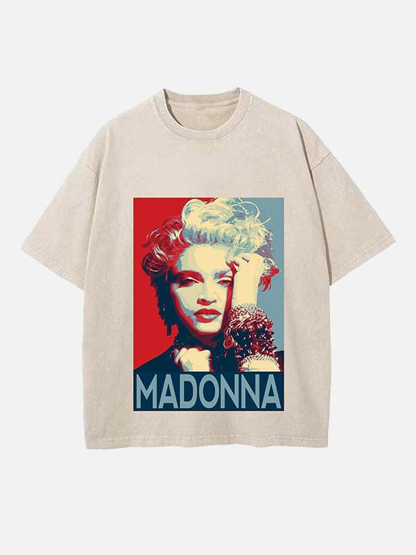 Madonna Print Round Neck T-shirt