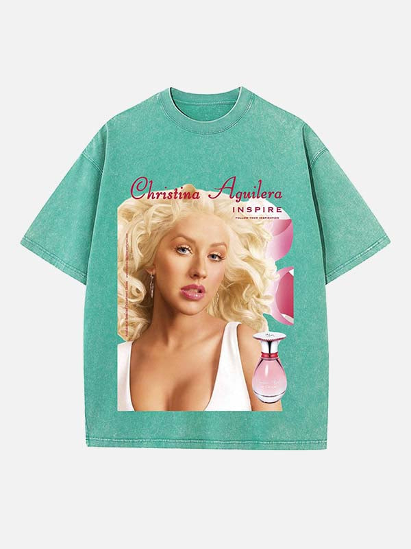 Christina Aguilera Print Round Neck T-shirt