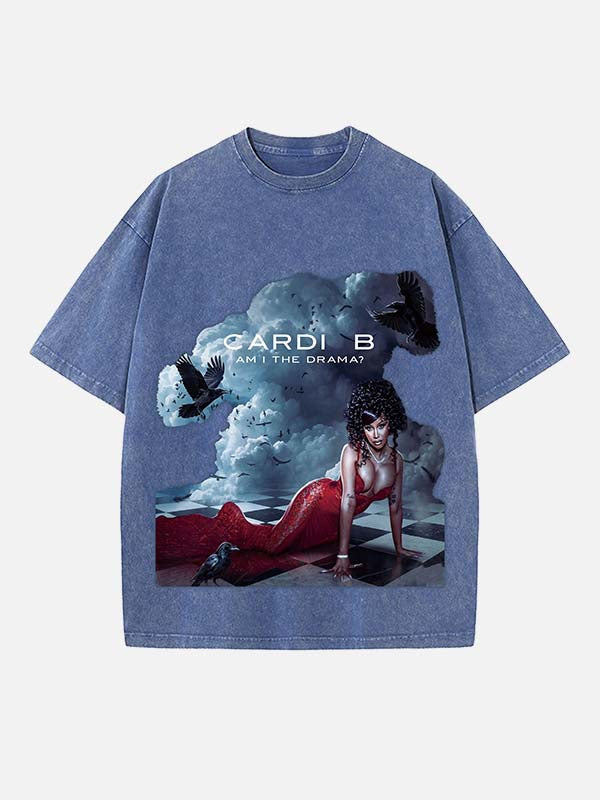 Cardi B Print Round Neck T-shirt