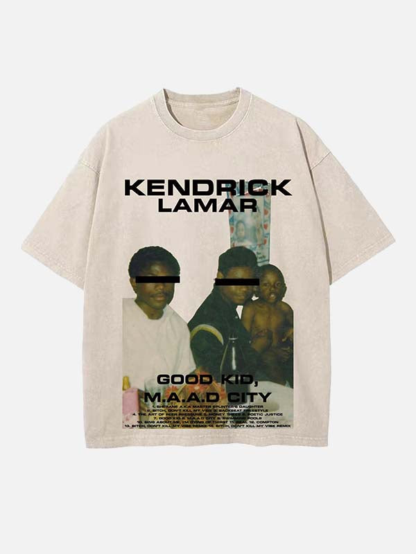 Kendrick Lamar Print Round Neck T-shirt