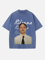 Rihanna Print Round Neck T-shirt