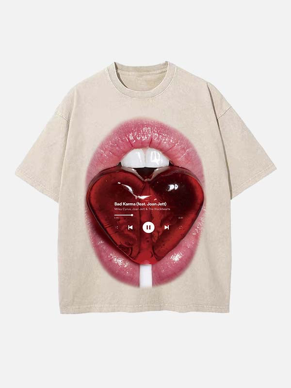 Miley Cyrus Print Round Neck T-shirt