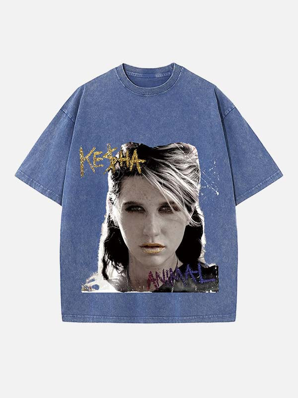 Kesha Print Round Neck T-shirt
