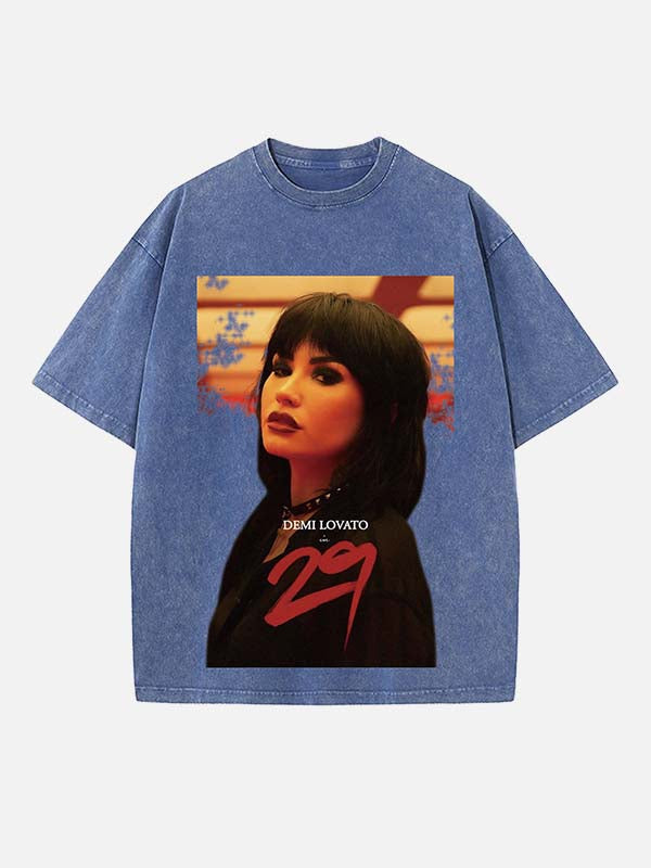 Demi Lovato Print Round Neck T-shirt