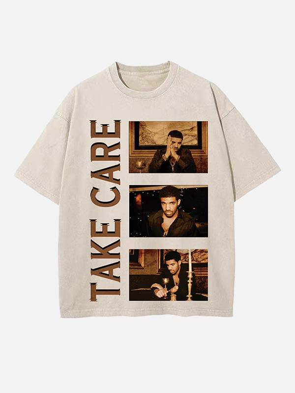 Drake Print Round Neck T-shirt