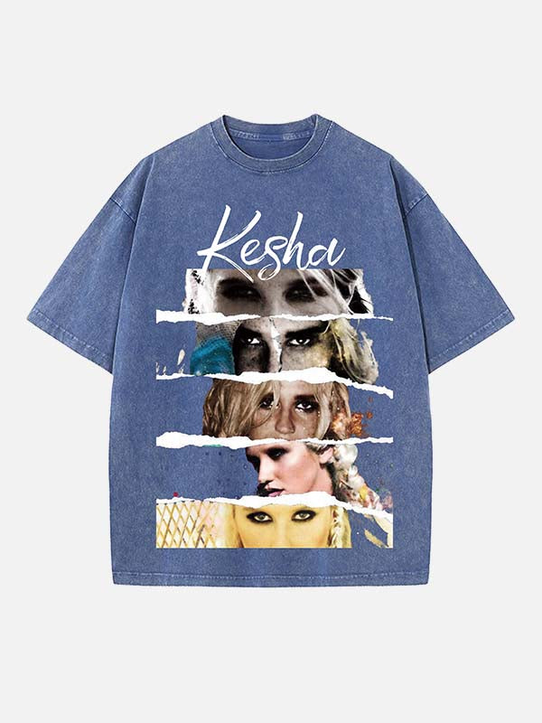 Kesha Print Round Neck T-shirt