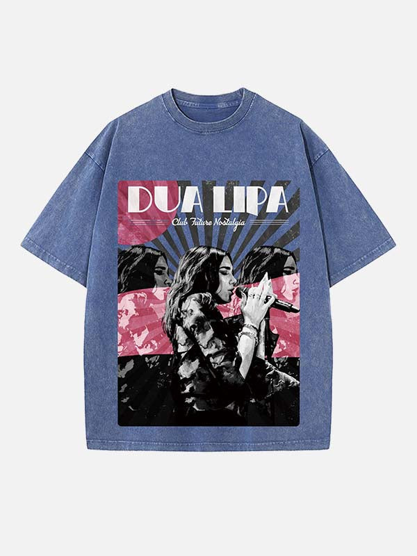 Dua Lipa Print Round Neck T-shirt