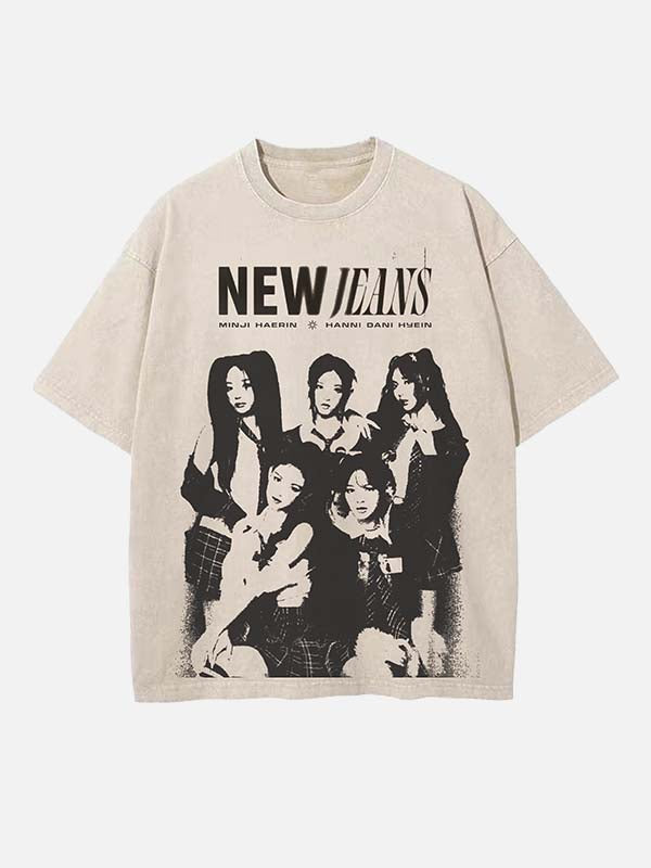 NewJeans Print Round Neck T-shirt