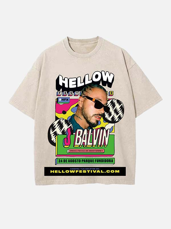 J Balvin Print Round Neck T-shirt