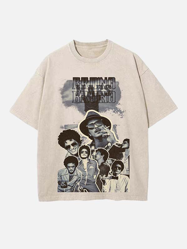 Bruno Mars Print Round Neck T-shirt