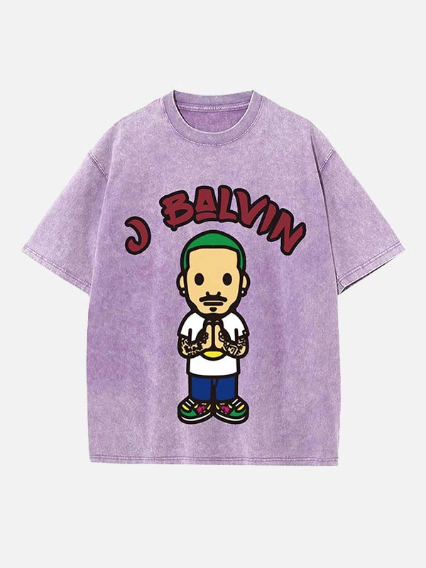 J Balvin Print Round Neck T-shirt