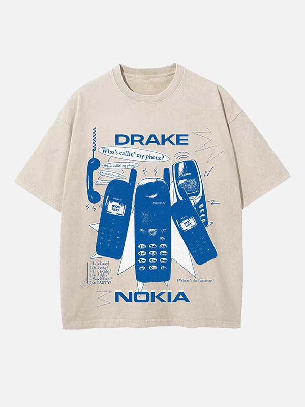 Drake Print Round Neck T-shirt
